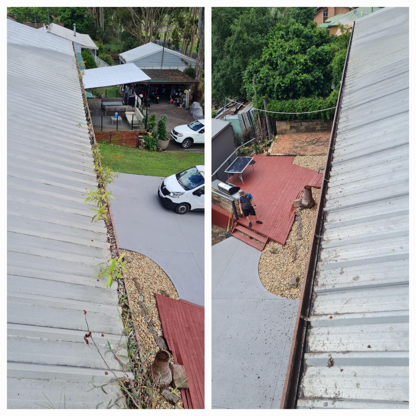 Gutter cleaning before and after — Hawkesbury