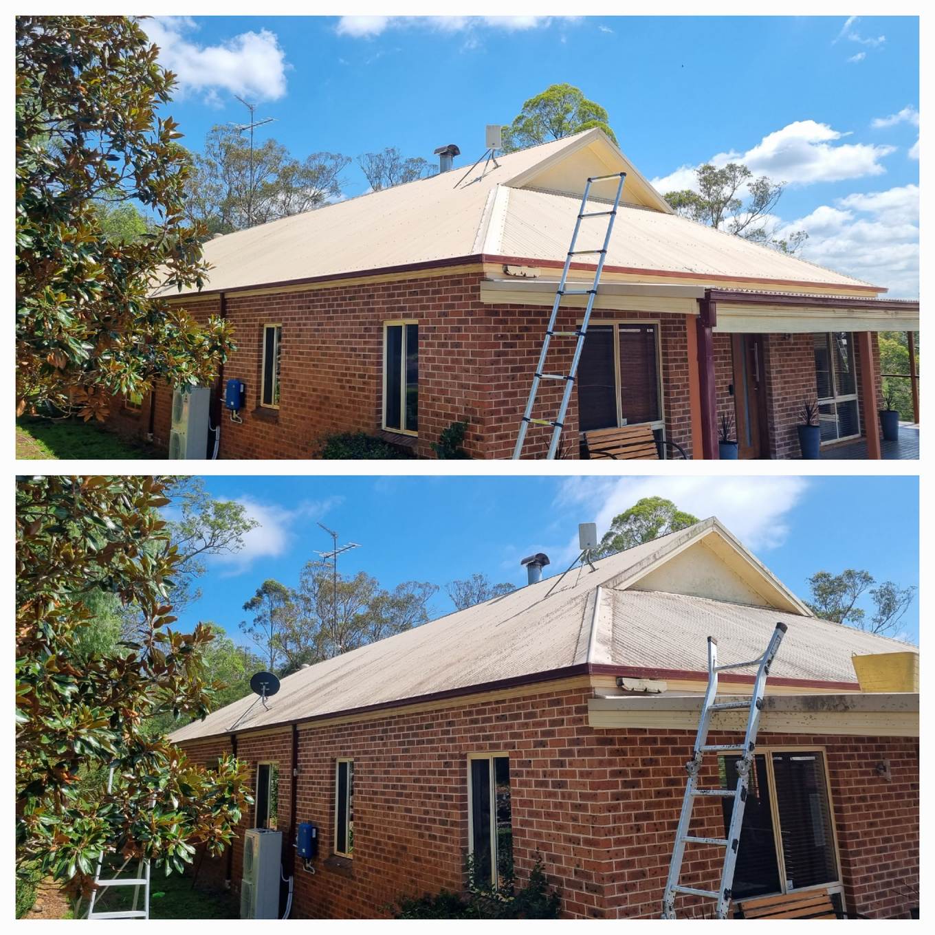 Roof cleaning before and after — Hawkesbury